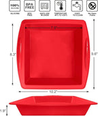 Walfos Silicone Square Cake Pan, 8 inch, Red, BPA Free, Non-Stick, Perfect for Brownies, Cakes, Bread, Pies, and Lasagna, Set of 2