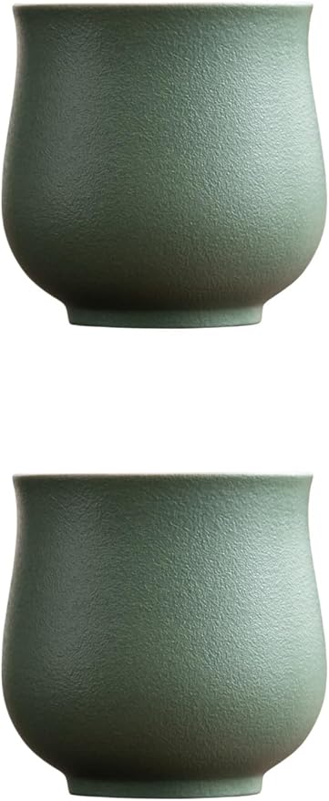 4-Oz Ceramic Espresso Cups Set - Multi-Color, Handle-Free Design for Home & Cafe | Dishwasher-Safe Stoneware Cups (Green, 2)