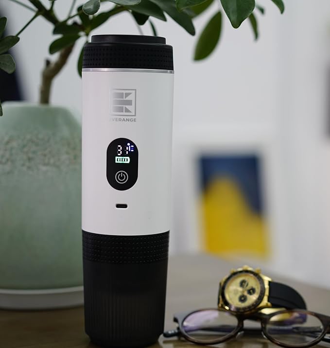 Portable Electric Espresso Machine, Travel Coffee Maker Brewer Compatible with Ground Coffee & NS Capsules (White with LCD Screen)