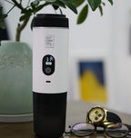 Portable Electric Espresso Machine, Travel Coffee Maker Brewer Compatible with Ground Coffee & NS Capsules (White with LCD Screen)