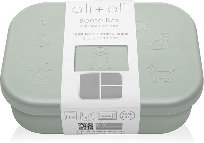 Ali+Oli Silicone Bento Box (Puppy) Lunch Box for Kids, Toddlers, Preschoolers & Adults | BPA-Free and Spill-Proof | Ideal for School, and On-the-Go Meals| Perfect for Lunch, Snacks, and Meals