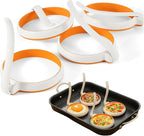 Silicone Fried Egg Cooker Rings Set,Nonstick,Easy to Use&Clean, 4-pack, Round Egg Mold for Cooking Pancake,Breakfast Sandwich, fit McMuffin Biscuit,Griddle Egg Ring for Frying Eggs