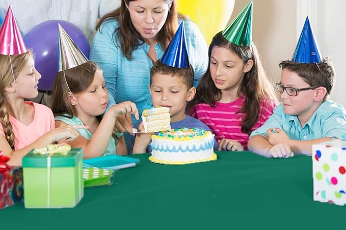 Exquisite Party Solids 54 Inch X 300 Feet Dark Green Plastic Table Cover Roll in A Cut - to - Size Box with Convenient Slide Cutter. Cuts Up to 36 Rectangle 8 Feet Plastic Disposable Tablecloths