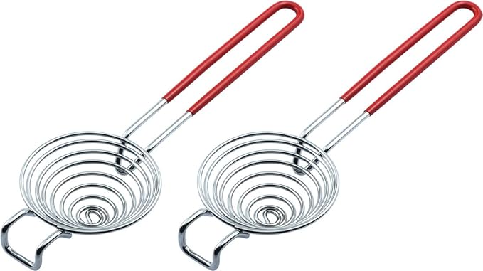 CAMKYDE Egg Separator Food Grade Stainless Steel Egg Yolk White Separation Tool, Set of 2 (Red)
