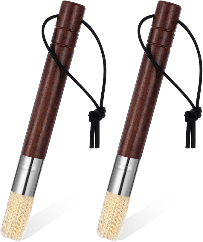 2 Pack Coffee Grinder Brush, Espresso Machine Brush with Wooden Handle and Natural Bristles, Coffee Grinder Cleaning Brush for Home Kitchen Espresso Machine Cleaner Tool