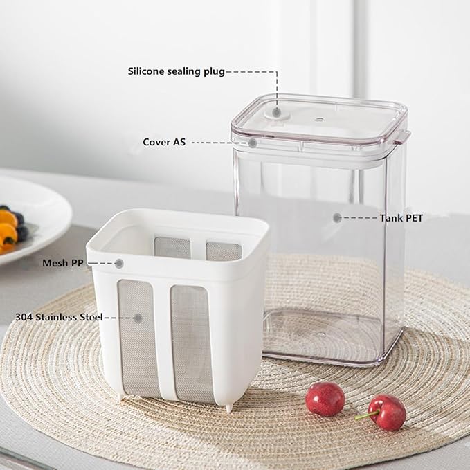 2-Pack Greek Yogurt Strainer Separator & Yogurt Maker Accessory, 1.16 Quarts (1100ml) *2 Large Capacity, Special for Whey Separation, Suitable for Juice/Yogurt/Tofu, BPA-Free(1.1Quats*2-White)