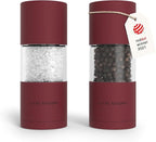 LARS NYSØM Salt and Pepper Grinder Set I Salt and Pepper Mills with Adjustable Ceramic Grinder 2 pieces I Manual Design Spice Mill Set (Berry Red)