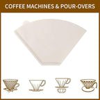 Coffee Filters #4，Coffee Filter 4 Cone Paper 12 Cup，200 Disposable Large Coffee Filters - White