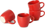 Hasense Ceramic 3 OZ Espresso Cups, Porcelain Espresso Demitasse Cups Set of 4 for Double shot, Lungo and Ristretto, Tiny Italian Expresso Shot Coffee Mugs for Home and Office, Red