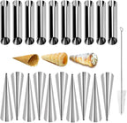 Guowall Cream Horn Mold, Stainless Steel Ice Cream Cone and Tubular Shaped Reusable Pastry Mould for Baking, DIY Tool for Cannoli Tubes Croissant Baking Brioche Rolls (20pcs)