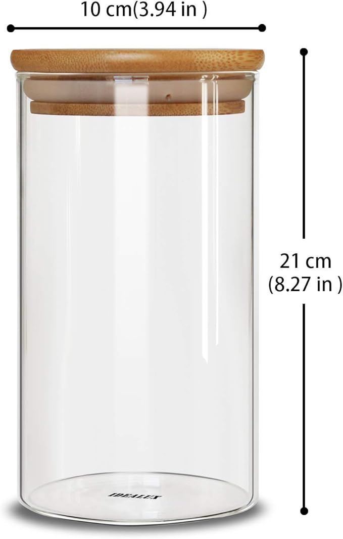 Glass Storage Jar with wooden Locking Clamp, Coffee Bean & Kitchen Food Container, Glass Sourdough Starter Jar (2PACK 35 OZ)