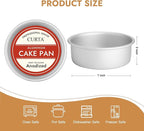 CURTA 7 Inch Round Cake Pan, 7x3 inch 2 Set Anodized Aluminum Round Baking Pan, Small Cake Pan Non-Toxic & Heavy Duty, Deep Side, Easy Clean & Dishwasher Safe
