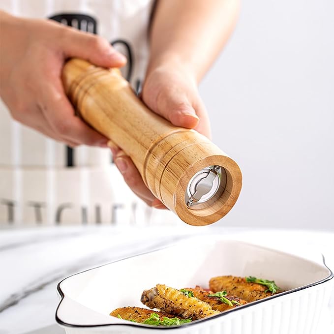 Wooden Pepper Grinder Pepper Mill Kit Manual Mills Solid with Strong Adjustable Ceramic Grinders for Grinding Spices, Cumin, Sesame, Paprika,