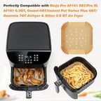 BYKITCHEN Perforated Air Fryer Liners for Ninja Pro AF141/AF181, Chefman, Instant Vortex, Cosori&5-8 QT Airfryer, 100PCS 9 Inch Disposable Air Fryer Parchment Paper Sheet Filters, Airfryer Accessories
