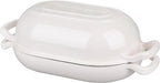 Enameled Cast Iron Sourdough Bread Oven, Dutch Oven, Loaf Cast Iron Bread Pan for Homemade Bread Baking, Meatloaf Pan with Lid, 5QT, White