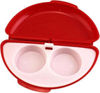 Multifunction Microwave Egg Cooker, Microwave Egg Boiler Poacher, 2 Cavity Nonstick Poached Egg Maker with Lid, Breakfast Egg Cookware (Red)
