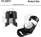 Champagne Sealer Stopper 6 Pack Stainless Steel Sparkling Wine Bottle Stoppers，Leak-Proof Bubble Retaining Saver，Suitable for Champagne Prosecco Cava and Sparkling (Black)