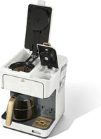 Beautiful Multi-Brew Drip Coffee Maker & Single Serve Machine, Glass Carafe, Keep Warm, Travel Mug Friendly, 3 brew settings, Touch-activated home and kitchen by Drew Barrymore (White)