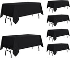 sancua 6 Pack Black Tablecloth 60 x 84 Inch, Rectangle Table Cloth for 4ft Tables - Stain and Wrinkle Resistant Washable Polyester Table Cover for Dining Wedding Banquet Party Buffet Restaurant