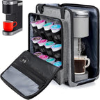 Coffee Maker Carrying Bag Compatible with Keurig K-Mini or K-Mini Plus, Single Serve Coffee Brewer Portable Storage Bag with Extra Pockets, Storage Tote Case With Multiple Pockets for K-Cup