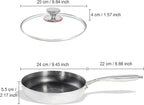 9 inch stainless steel frying pan with lid, hybrid non-stick skillet for induction, oven, broiler & dishwasher, non-toxic chef's pan, pfoa-free cookware