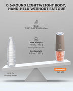 AmuseWit Gravity Electric Salt and Pepper Grinder Set [White Light] USB Rechargeable Automatic Pepper and Salt Mills,Adjustable Coarseness,One-Handed Operation,Greige