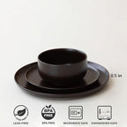 WENSHUO Dinner Plates Set of 6, Chip and Scratch Resistant (Ink Spot Brown, 8.5 Inch)