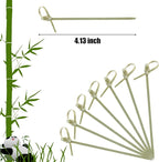 Nuogo 50 Pcs Bamboo Cocktail Picks 4.13 Inch Bamboo Skewers Fruit Toothpicks for Appetizers Drink Garnish Sticks Handmade Food Pick with Looped Knot for Party Bar Snacks Sandwiches Drinks