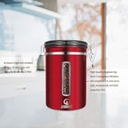Coffee Canister - Large, Stainless Steel Airtight Coffee Containers with Transparent Window,Date Tracker, CO2-Release Valve and Measuring Scoop for Freshness of Storage Coffee (Red)