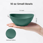 Wheat Straw Bowls, Unbreakable Snack Bowl 4 PCS - 10 OZ, Small Bowl for Snack, Dessert, Dip, Microwave and Dishwasher Safe Mini Bowls Set for Kitchen (Green)