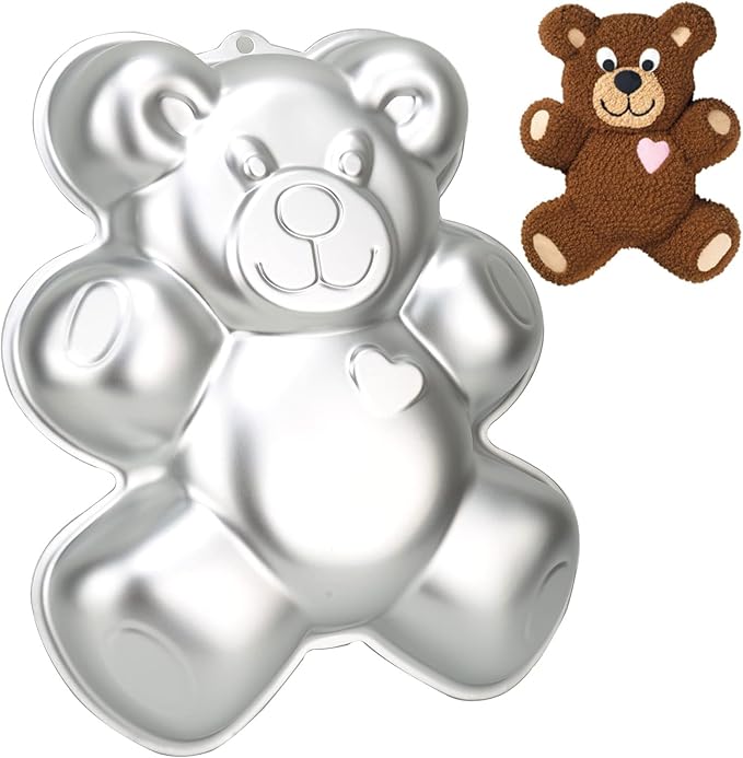12.8-INCH Bear Cake Pan Mould Aluminum 3D Animal DIY Cake Baking Pan for Birthday, Anniversary, Party, Christmas