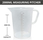 Appletofu Plastic Graduated Measuring and Mixing Pitcher - 2000ml Plastic Graduated Measuring Pitcher - Large Cylinder Graduated Measuring Container with Handle and Pour Spout - 2 Liter