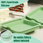 4 Pcs Layer Cake Pans Set, 6 Inch Rainbow Cake Baking Pans,Silicone Cake Molds for Mother's Day Pizza Vegetable Pancake Quiche and Resin Crafts (Square)