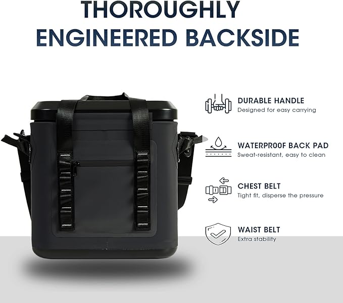 Magnetic Backpack Cooler Bag, Cold Retention Soft Coolers 30 Can Insulated Soft Sided Cooler with Waterproof Bag