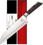 imarku Japanese Chef Knife, Ultra Sharp Santoku Knife 7 Inch, Professional Grade Powder Steel Forged Kitchen Knife, Pakka Wood Ergonomic handle, Gifts for Women and Men