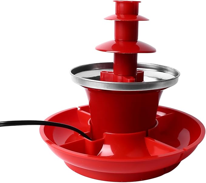 3 Layer Chocolate Fountain Detachable Plate, Multifunctional Fondue for BBQ Sauces, Mexican Cheese, Liquor Fountain with Large Capacity 7 oz, Simple Installation and