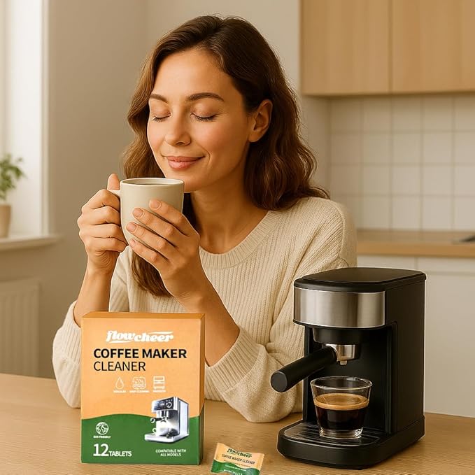 Coffee Maker Cleaner & Descaler Tablets 12-Pack - Coffee Machine Tablets for Keurig,Nespresso,Jura, Breville, Ninja, Deep Cleaning Coffee Pot Cleaner and Descaler for All Espresso Machines
