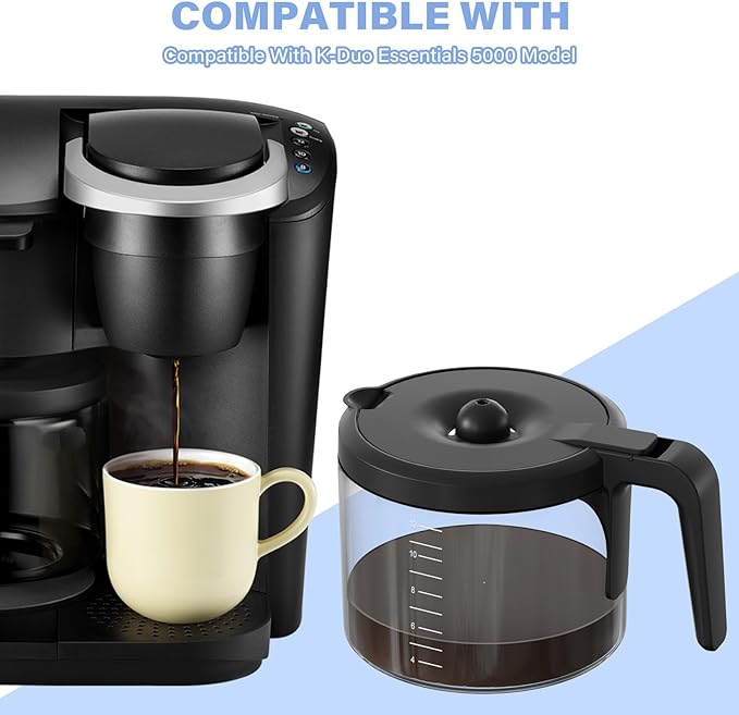 12 Cup Coffee Maker Carafe Replacement Pot Compatible with Keurig 5000 & 5500 K-Duo Essentials and K-Duo Hot & Iced Brewers K5600 (Gen 2) Only (NOT Fit K-Duo 5100 Model)