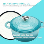 Cast Iron Dutch Oven 4.5 Quart Enameled Cast Iron Dutch Oven Pot with lid Heavy Duty Dutch Oven Dual Handles Porcelain Enameled Cast Iron Pot for Baking Braiser Cooking Family or Friends Gifts,Aqua