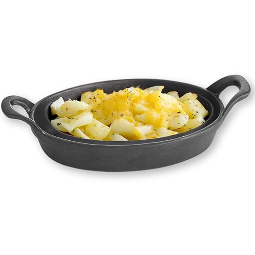 TableCraft Mini Oval Au Gratin Cookware, 24 oz, Black