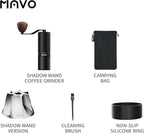 MAVO Manual Coffee Grinder, Shadow Wand Hand Coffee Grinder, Capacity 25g with CNC Stainless Steel Pentagon Conical Burr, Adjustable Setting, Burr Coffee Bean Grinder for Pour Over, Espresso (Black)