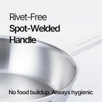 9.4-Inch 316 Stainless Steel Frying Pan, 5-Ply Stainless Steel Skillet, Induction Compatible, Dishwasher & Oven Safe