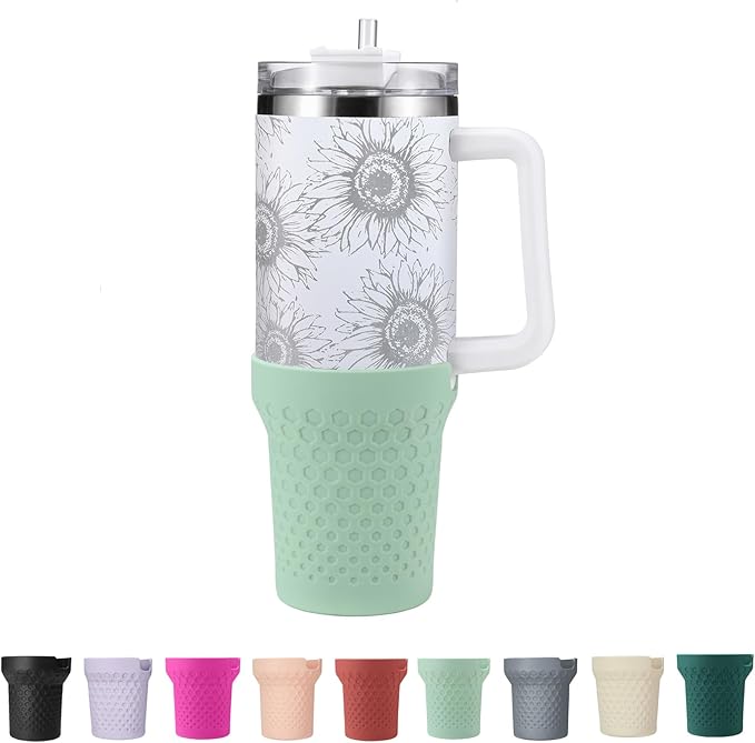 Silicone Boot for Stanley, Cup Bottom Protector Sleeve Accessories for Stanley Quencher H2.0 FlowState Tumbler 20oz/30oz/Stanley Adventure Quencher Tumbler 24oz (Light Green)