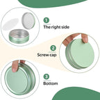 YQ 24 Pack 4 oz Tins for Salves, Round Aluminum Metal Tin with Lids, Empty 4oz Tin Containers Food Storage Containers, Salve Tins with Lids and Labels for Cosmetic, Balm, Candle, Candy(Light Green)