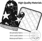 Black Star Oven Mitts and Pot Holder Set of 2 Galaxy Space Heat Resistant Kitchen Oven Gloves Potholders for Baking Cooking Grilling BBQ