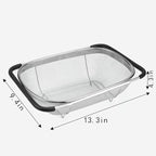 3 PackPremium Quality Over The Sink Stainless Steel Oval Colander with Fine Mesh 6 Quart Strainer Basket & Expandable Rubber Grip Handles - Strain, Drain, Rinse Fruits, Vegetables