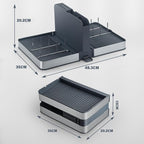 Foldable Dish Drainer Rack with Removable Cutlery Holder Stainless-Steel Dish Drying Rack with Dual Parts, Space-Saving Dish Rack, Rustproof Utensil Drainer for Kitchen Counter, Gray/Steel