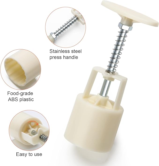 Luxiv Moon Cake Mould 75g, 12 PCS Pattern Hand-Pressure Mooncake Molds for Mid-Autumn DIY Pastry Tool 2 Set with 6pcs Round Flower Mooncake Mode and 6 Pcs Square Pattern Mooncake Mould (White, 75g)