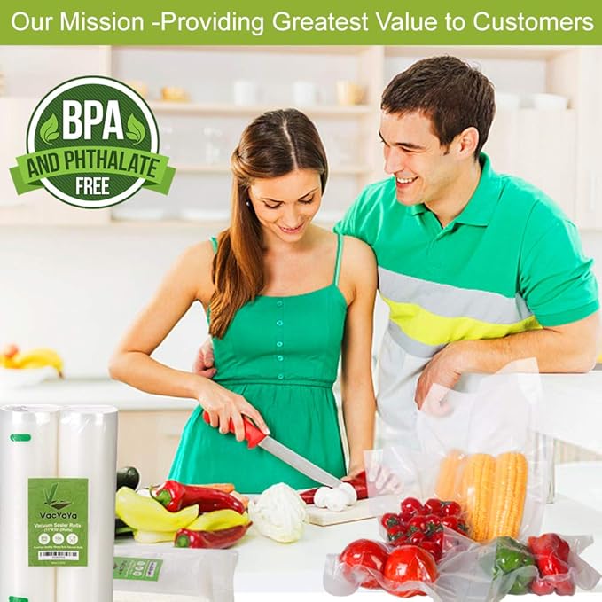 VacYaYa 100 Plus Gallon 4mil 11.5" x 18.5" Thick Vacuum Sealer Freezer Storage Machine Bags for Food,Vac Seal a Meal Bags with BPA Free and Commercial Grade Sous Vide Vaccume Seal Safe PreCut Bag