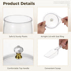 6 Pcs Candy and Cookie Jars, 74 oz Transparent Plastic Jars with Lids, Decorative Storage Containers with Scoops, Labels, and Markers, Airtight Food Canisters for Candy Buffets, Kitchens